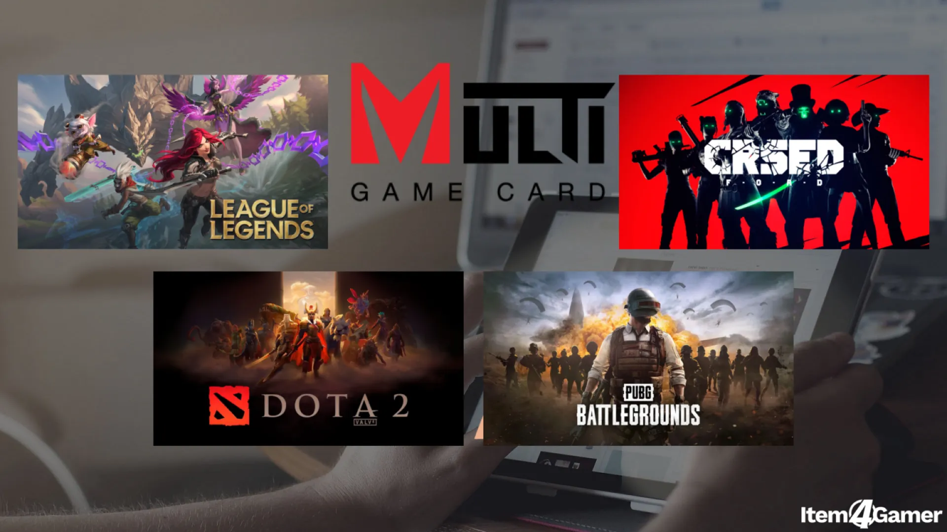 Multi Game Card for purchasing in-game content, available for multiple gaming platforms like Steam, Nexon, Garena, and Webzen.