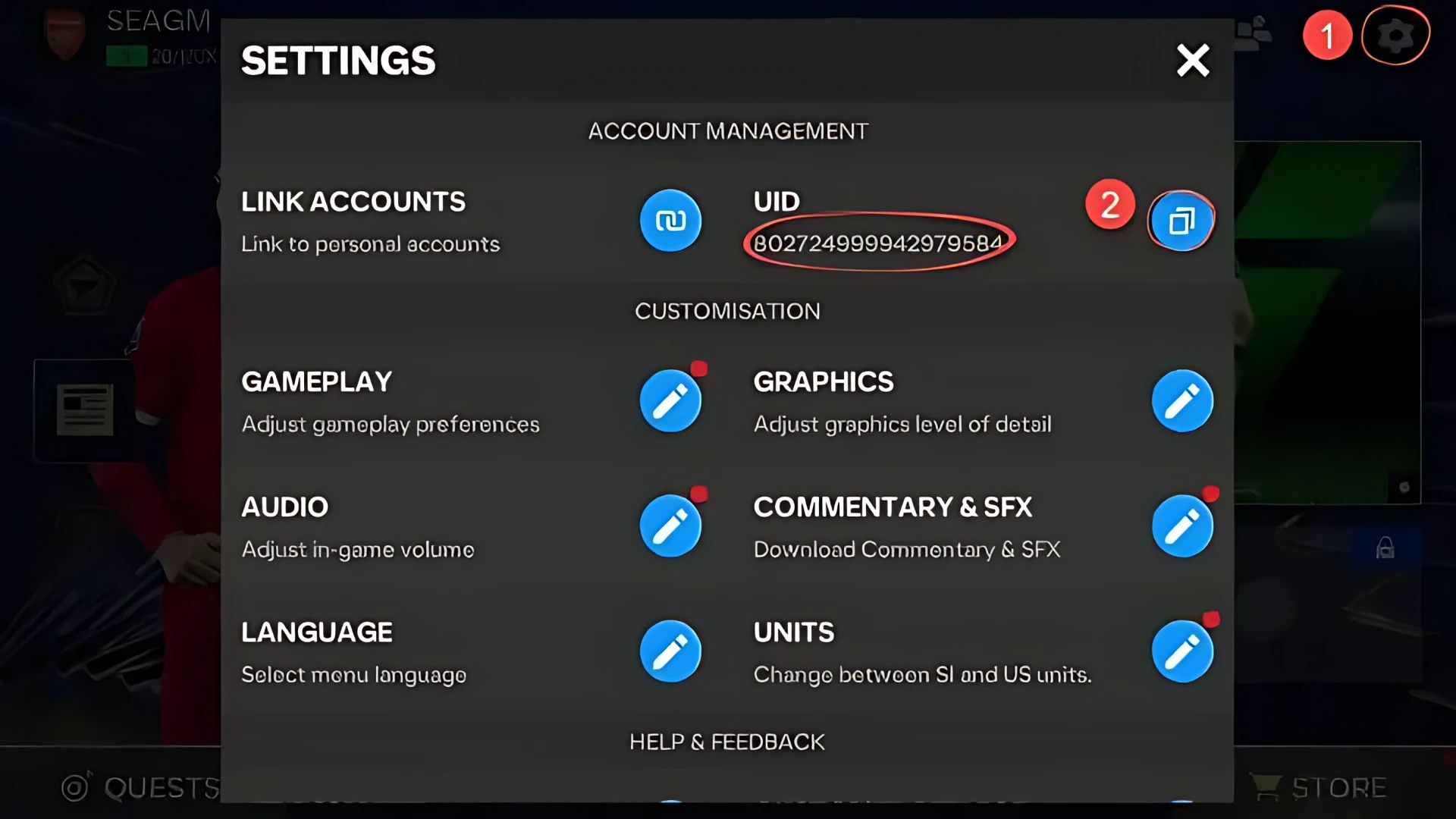How to find EA Sports FC Mobile UID