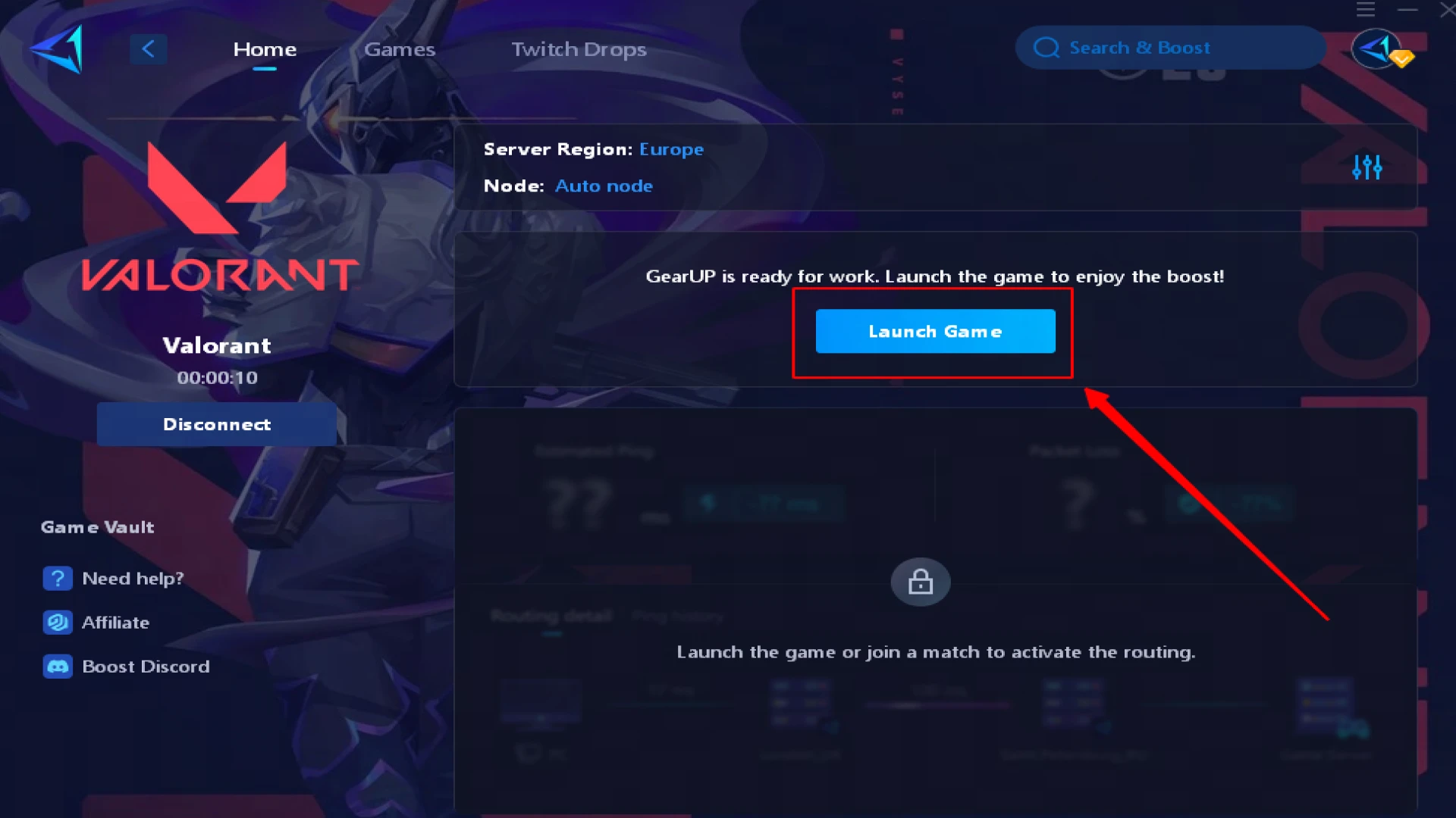 How to use GearUP Booster: step three