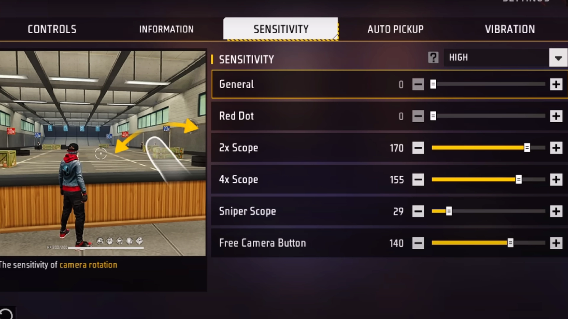 free fire sensitivity general
