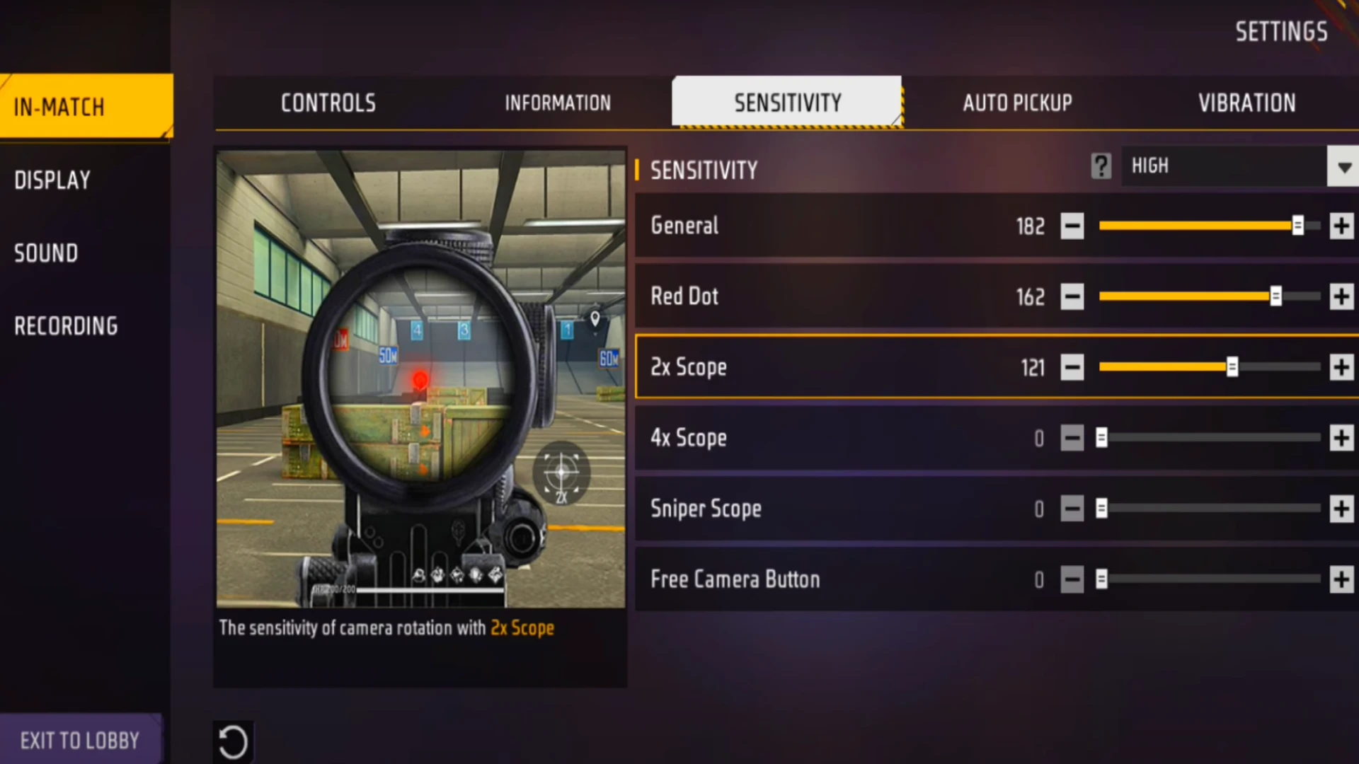 sensivity setting free fire - reddot scope