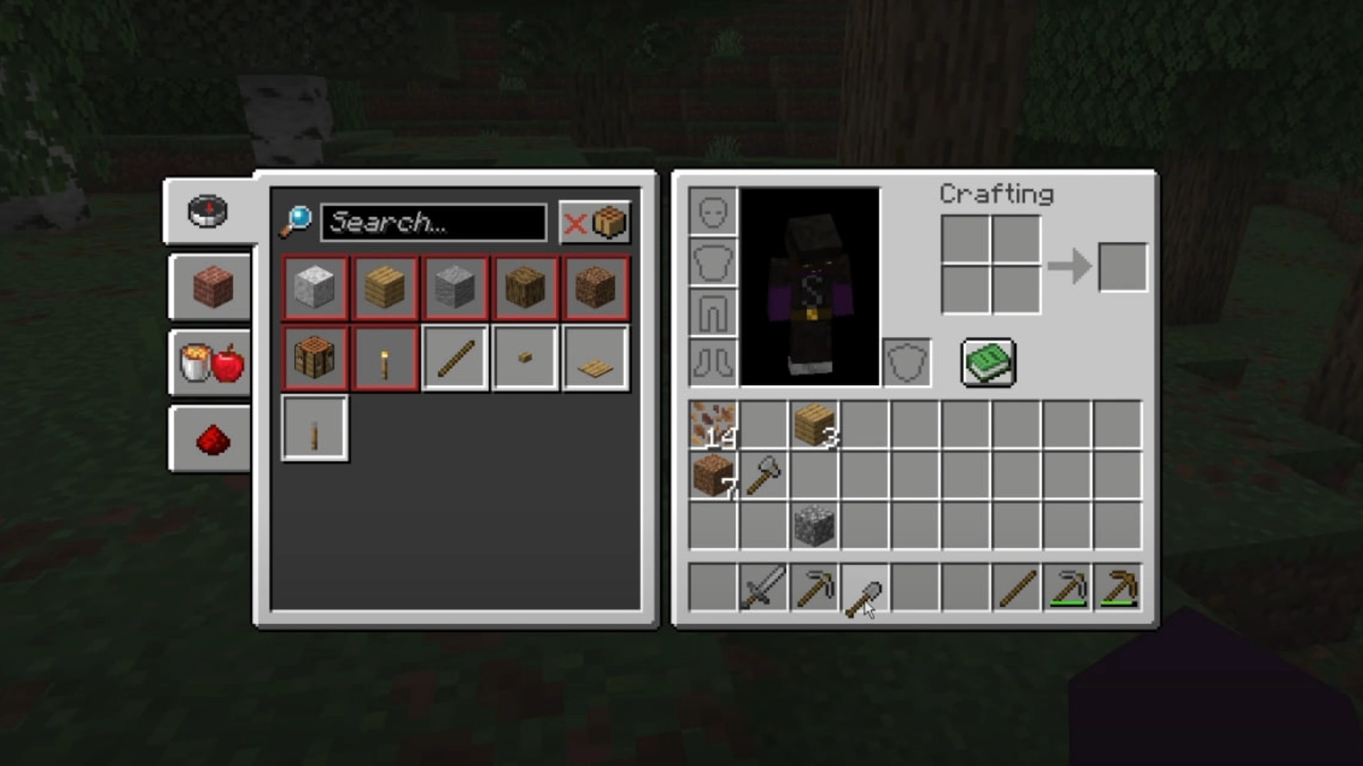 Minecraft Mistakes Beginners - hotbar
