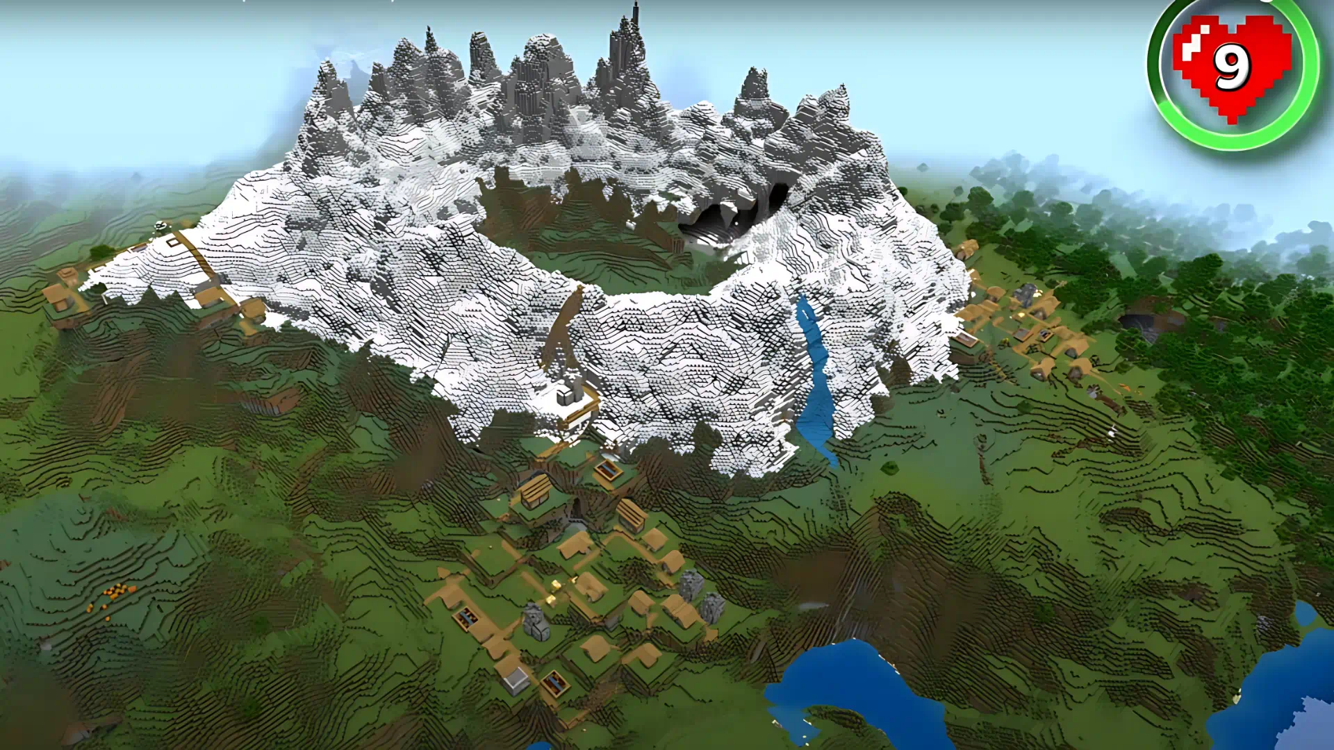 9. Four Villages Around a Mountain - New Minecraft Seeds