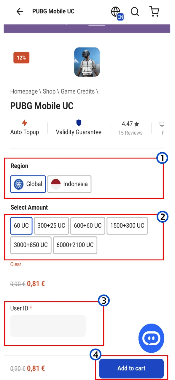 Step 1 — Select Your UC Package - Buy PUBG Mobile UC