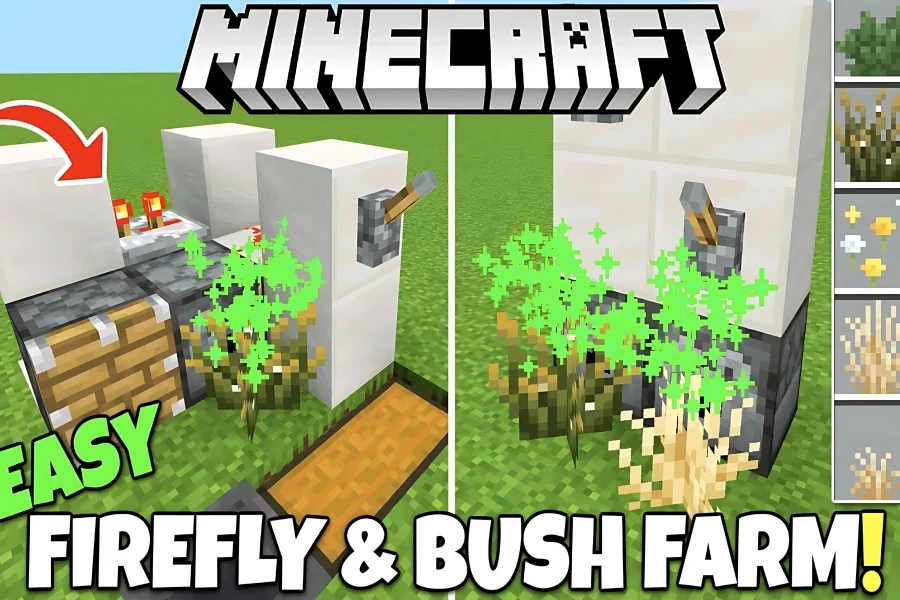Dry Grass Farm in Minecraft & Firefly Bush Farm Tutorial