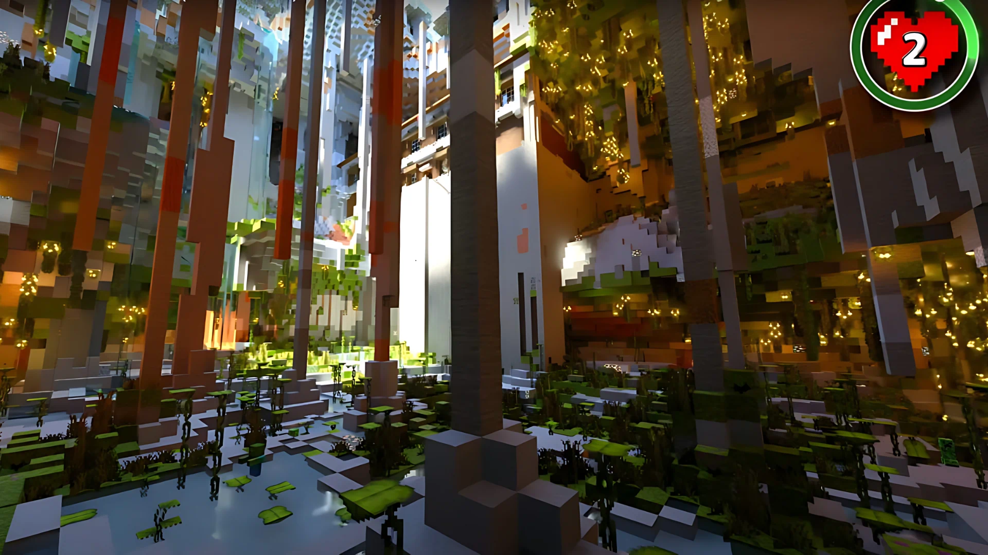 2. Woodland Mansion in Lush Cave - New Minecraft Seeds