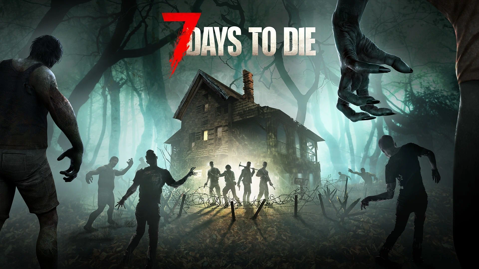 Survivors defending their base from a horde of dangerous zombies in 7 Days To Die