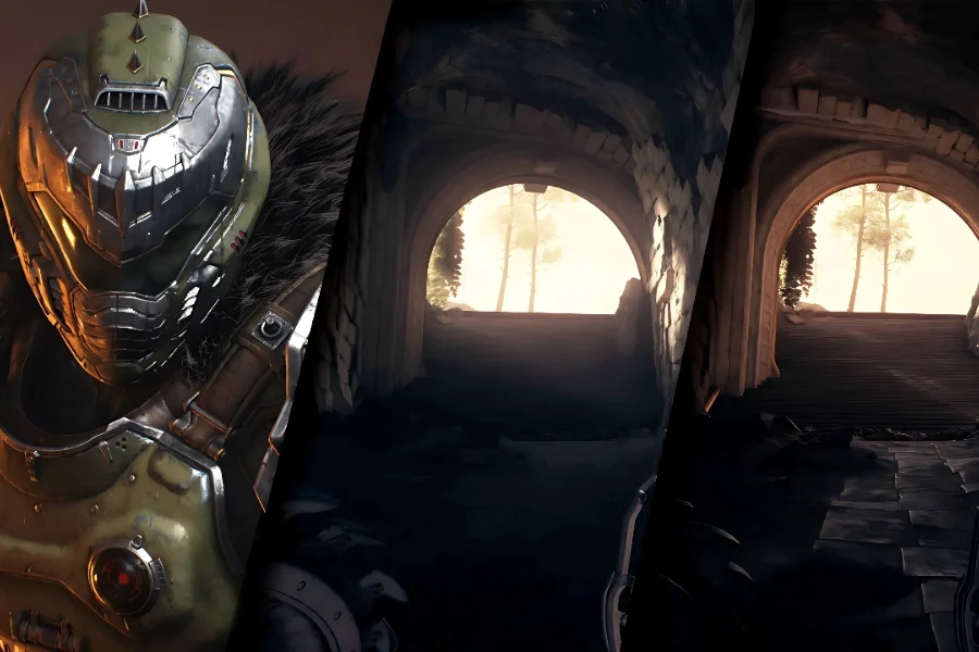 Character and lighting effect with Path Tracing in Doom: The Dark Ages