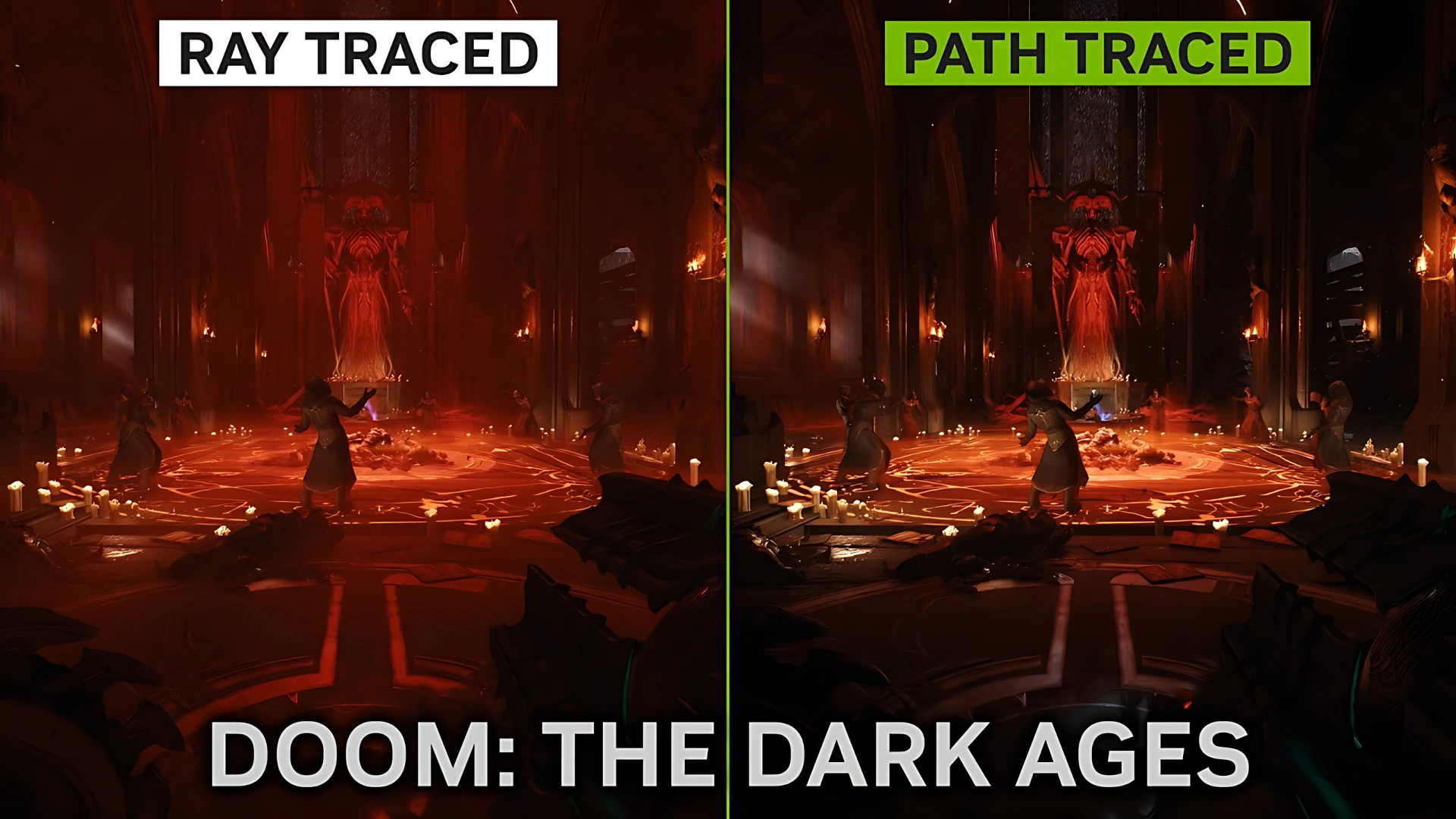Comparison of Path Tracing vs Ray Tracing in Doom: The Dark Ages