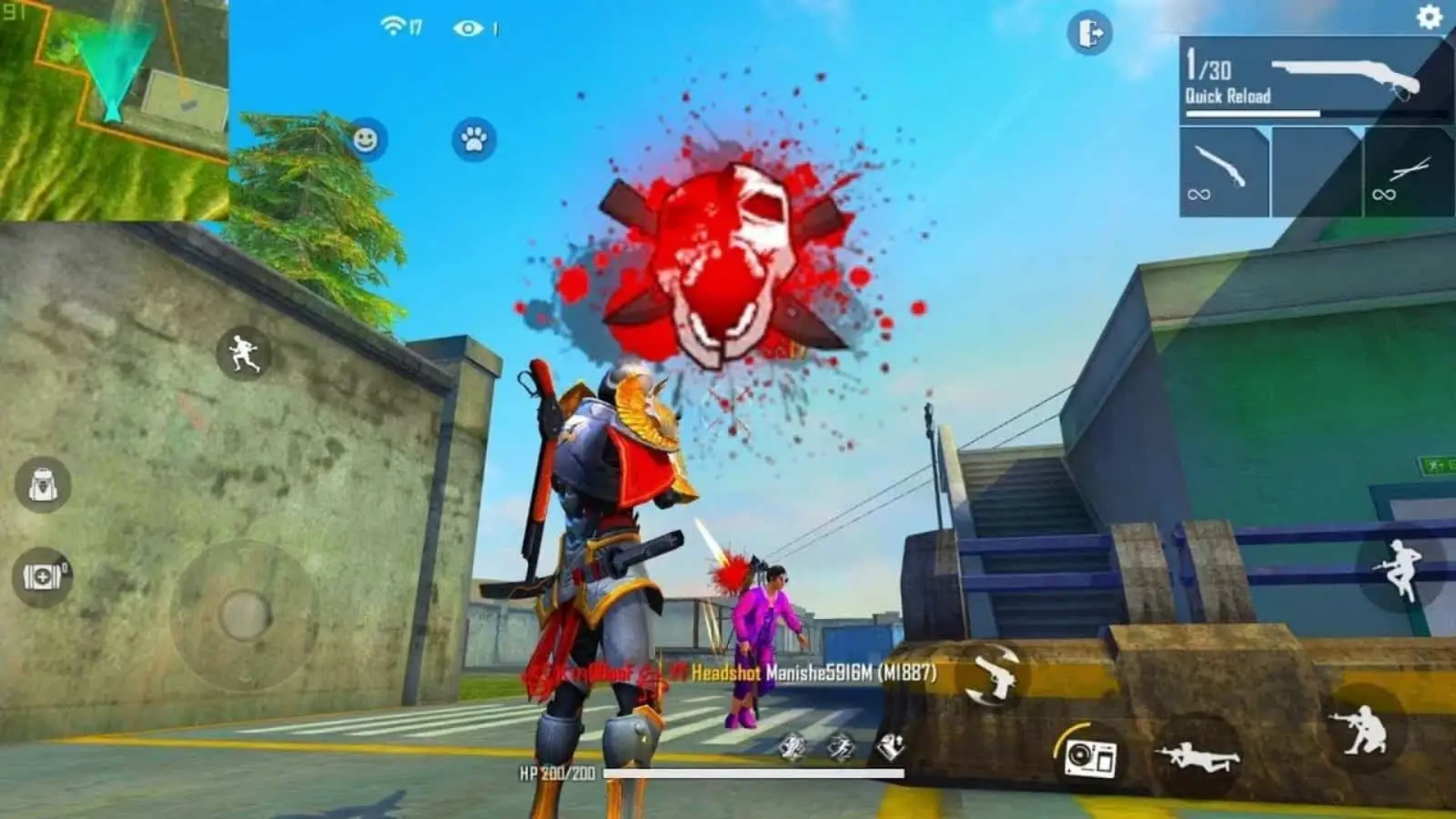 Quick reflex drag technique hitting headshot in Free Fire