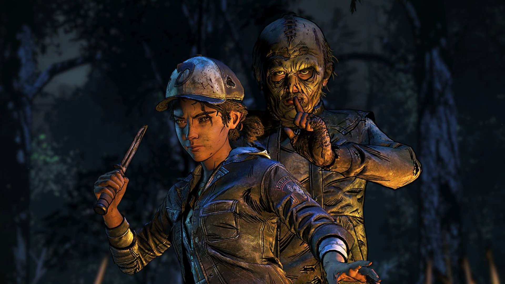 Clementine ready to fight alongside one of the dangerous Walker zombies in Telltale's The Walking Dead