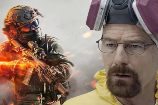 Soldier in Battlefield 6 highlighting the Breaking Bad Easter Egg reference with dynamic action visuals.