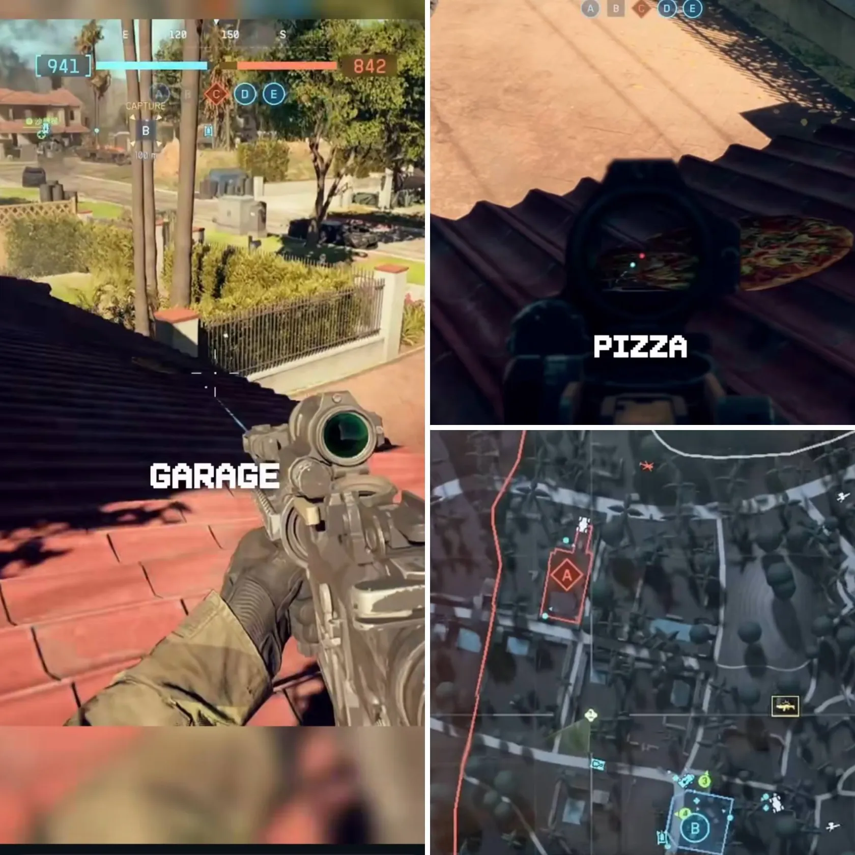 A pizza on the rooftop inside Battlefield 6 Eastwood map referencing Breaking Bad Easter Egg scene.