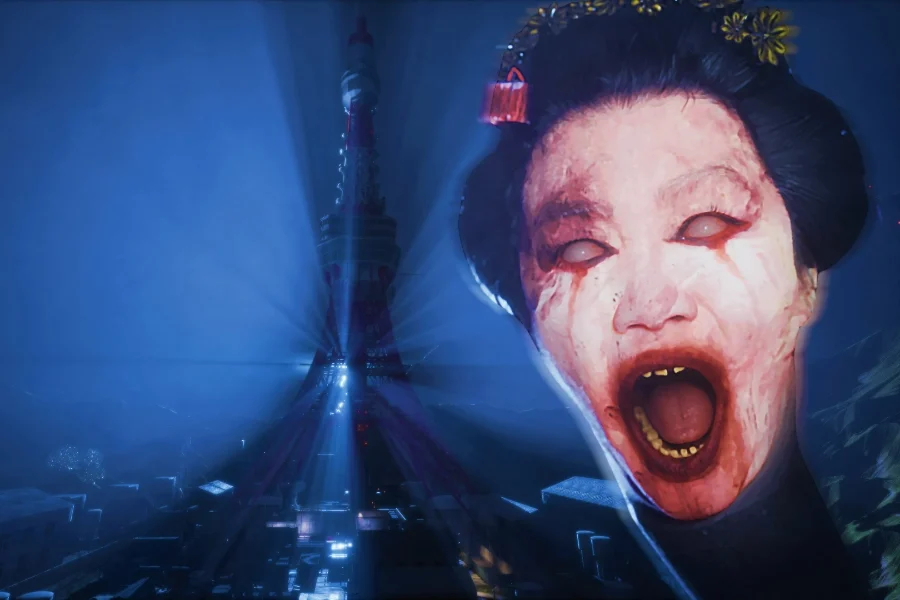 Tokyo Tower glowing under eerie light in BrokenLore: ASCEND psychological horror game.