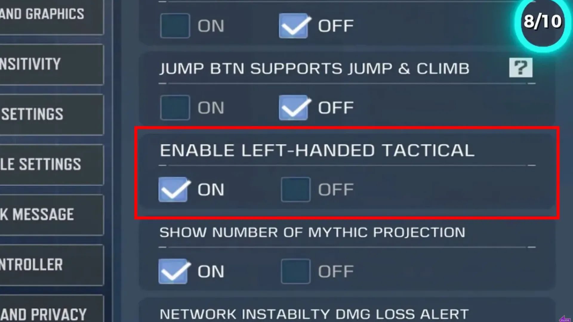 Left Handed Tactical in codm
