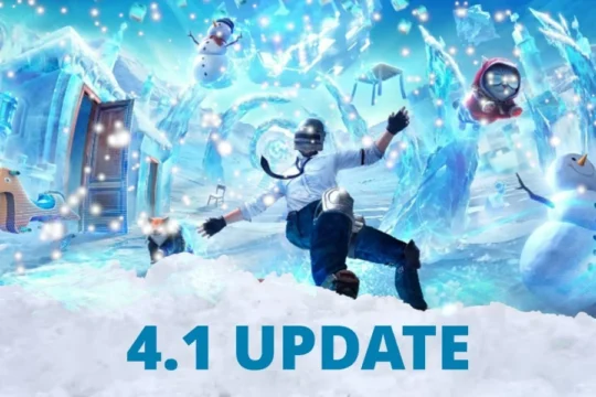 PUBG Mobile 4.1 update beta announcement showing new winter map