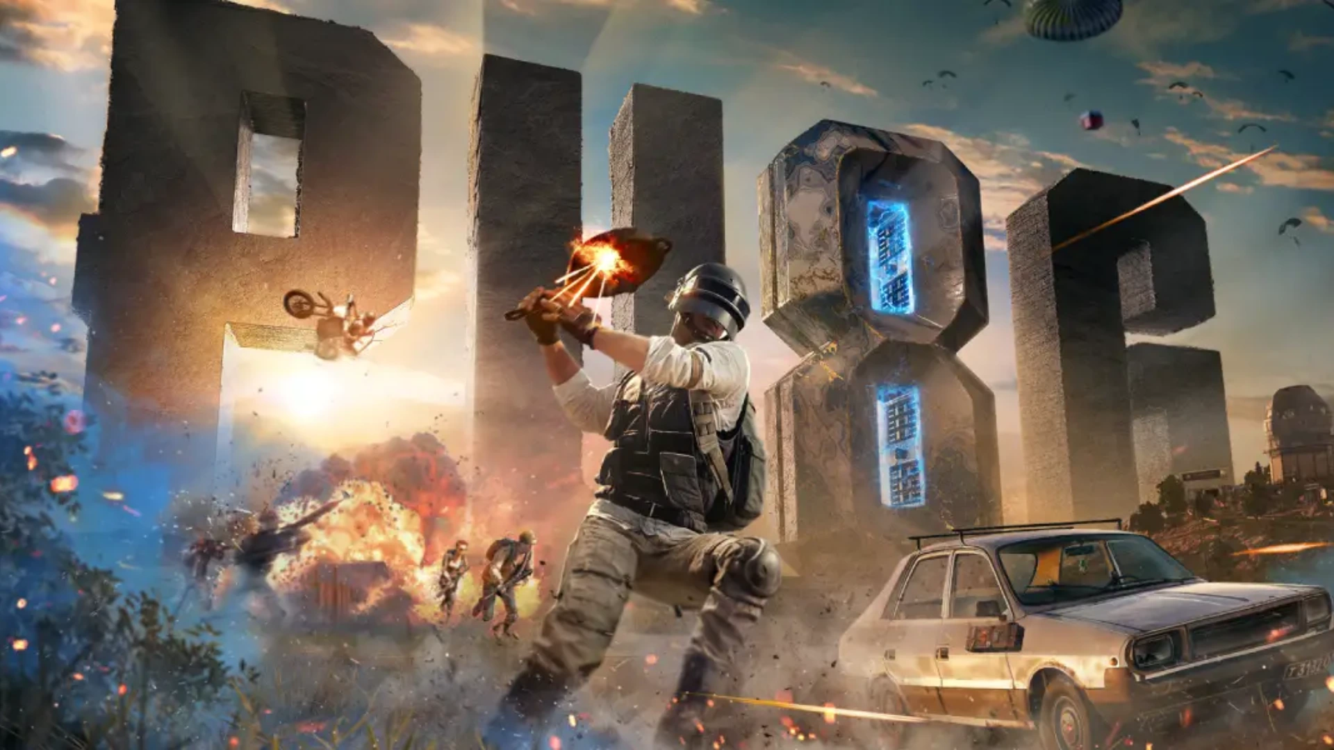 Promotional art for the PUBG next-gen update, highlighting the 1440p vs 4K performance gap between PS5 and Xbox