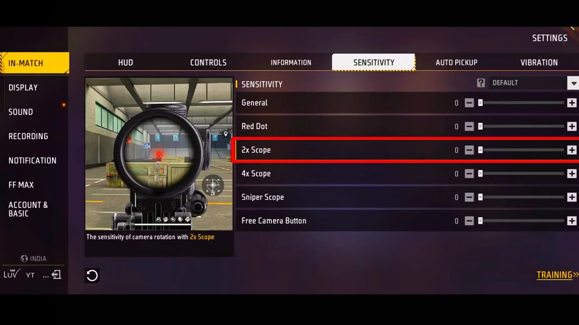 Free Fire Fire Button settings