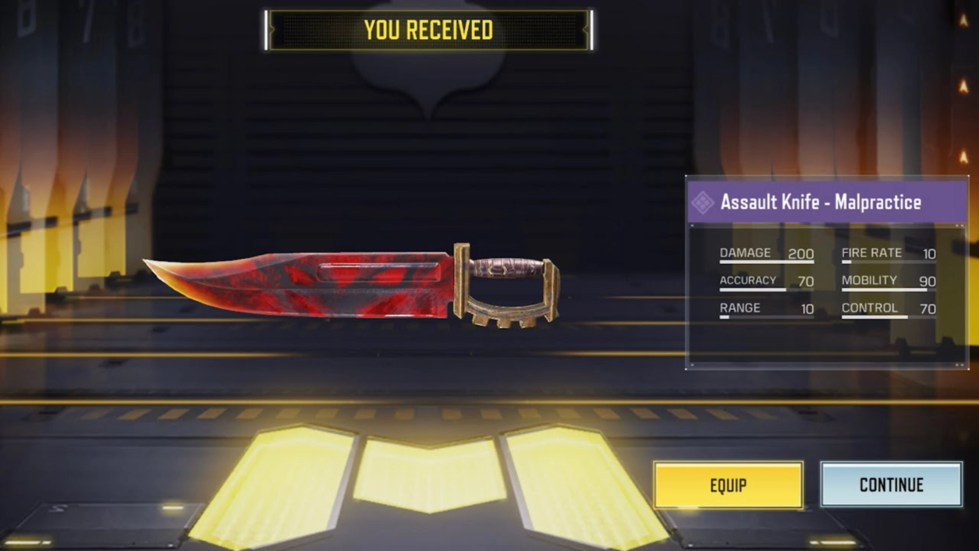 codm free assault knife