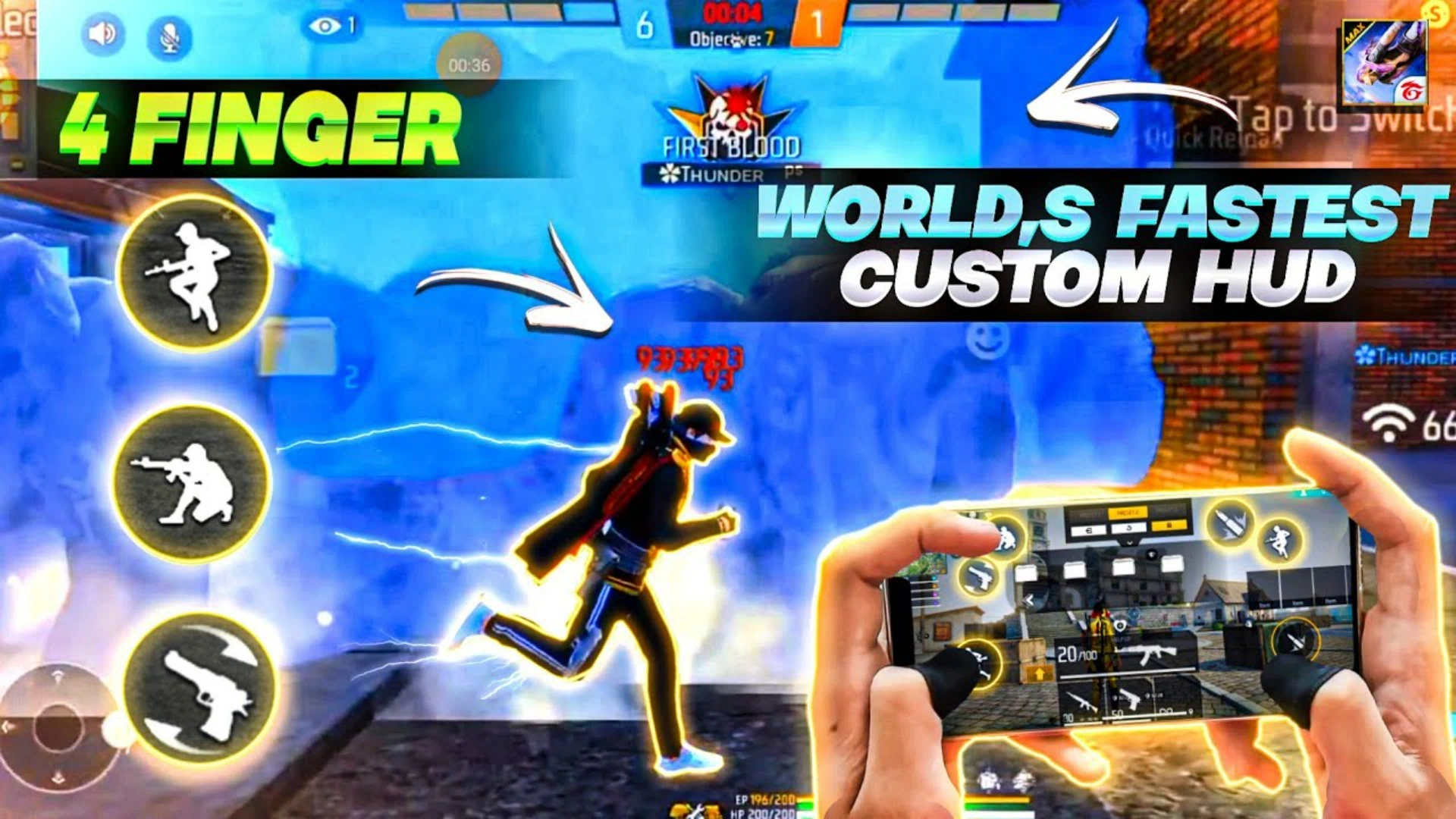 best Free Fire HUD for 4 fingers