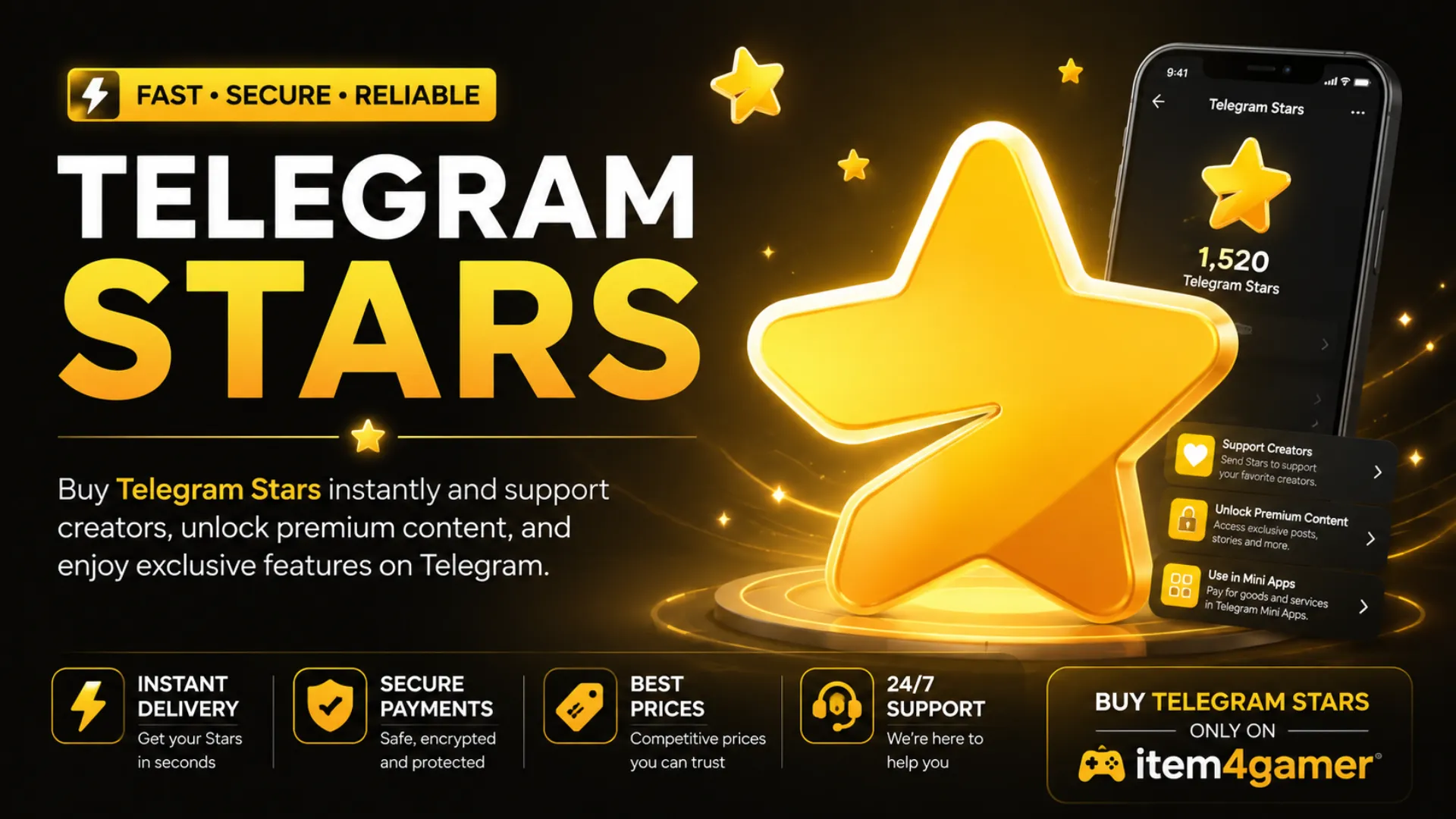 Buy Telegram Stars ـ Instant & Secure Top-Up from Item4Gamer