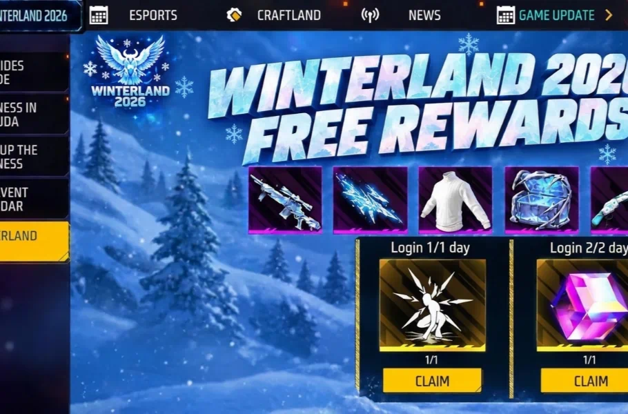 Free Fire Winterlands Free Rewards & New Evo Guns